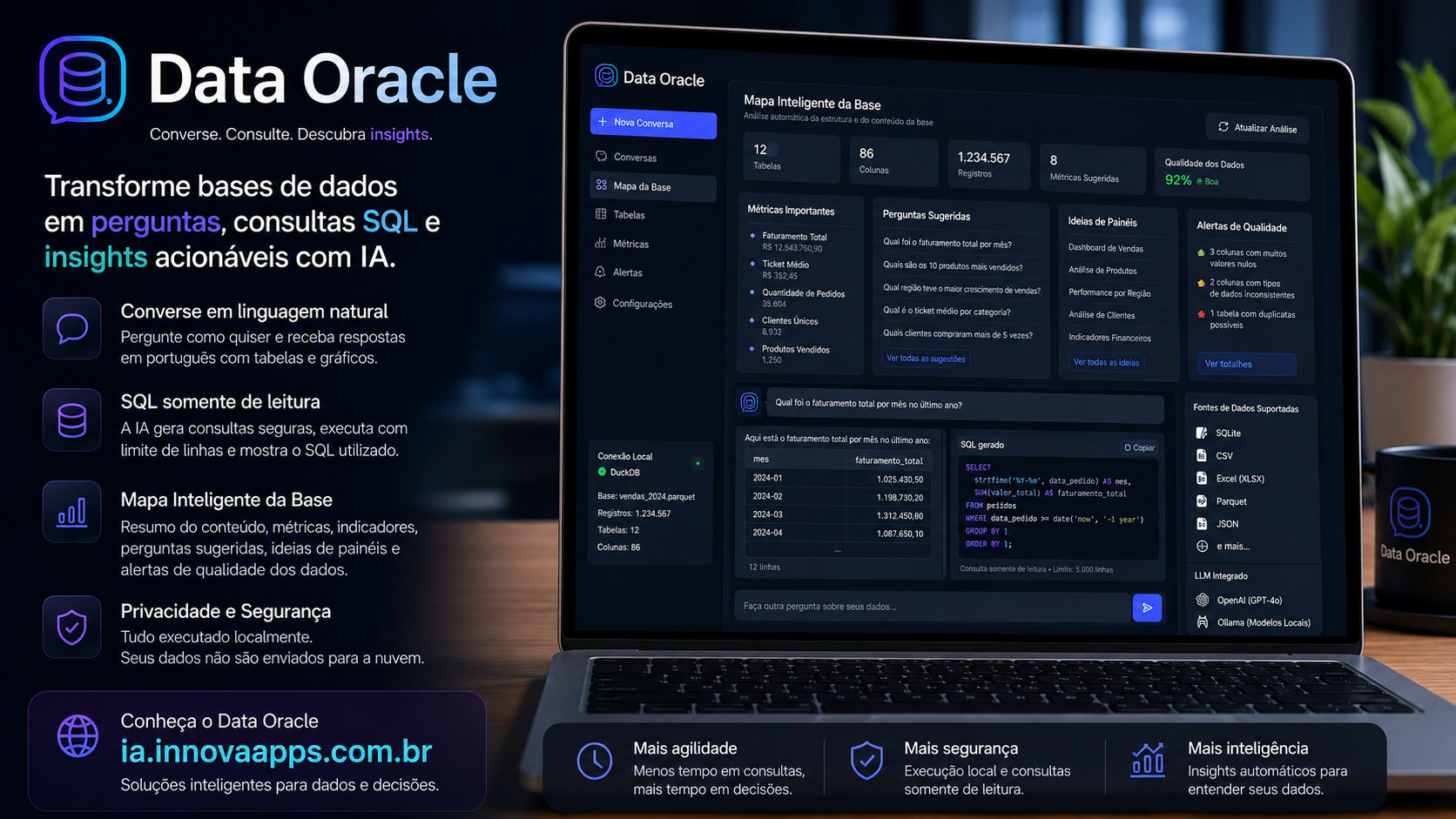 Interface do Data Oracle para análise de bases de dados